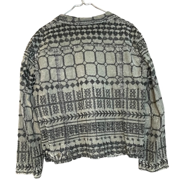 Chicos Design Embroidered Shacket Size 16 Jacket Metal Buttons Green - Picture 4 of 12